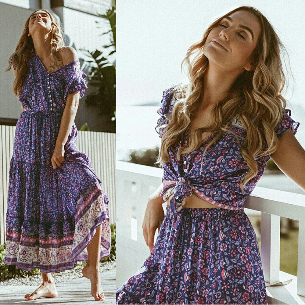 Spell Bravehearts dahlia maxi skirt purple haze M - Picture 6 of 8